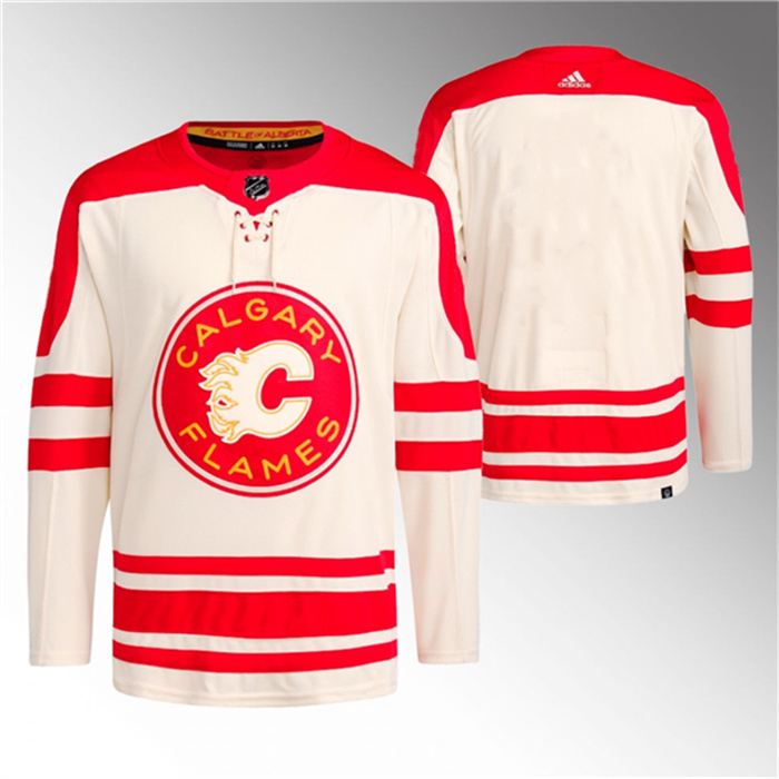 Personalized Men’s Calgary Flames Blank 2023 Cream Classic Primegreen Stitched Jersey