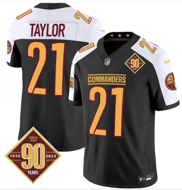 Personalized Men’s Washington Commanders #21 Sean Taylor Black White Limited Stitched Football Jersey