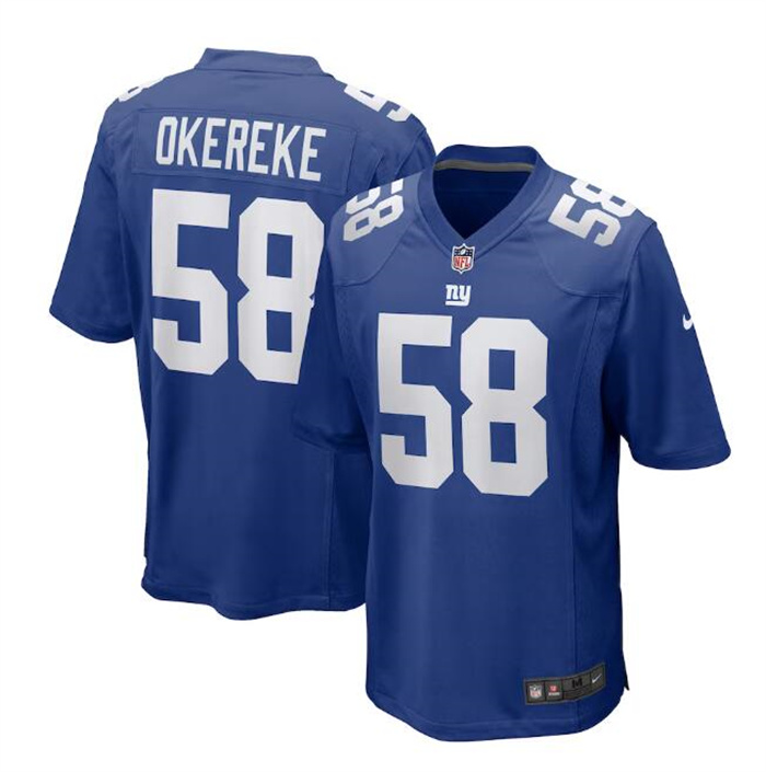 Personalized Men’s New York Giants #58 Bobby Okereke Royal Stitched Game Jersey