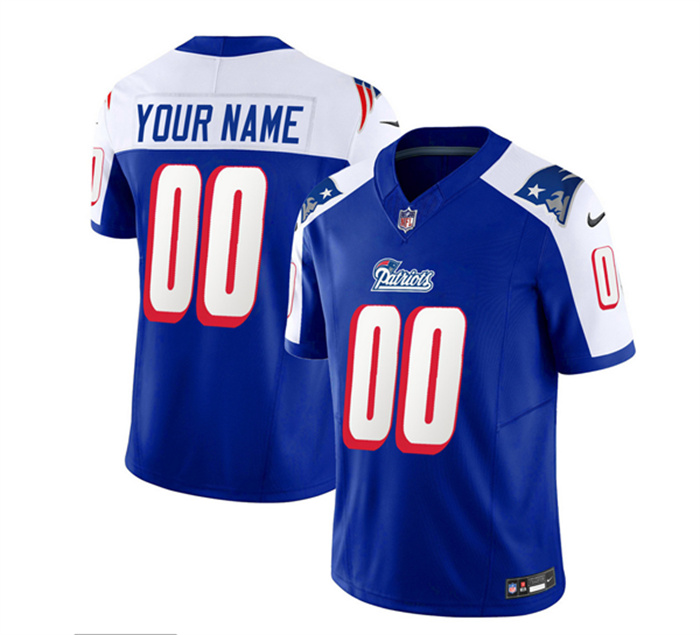 Personalized Men’s New England Patriots Active Player Blue White 2023 F.U.S.E. Throwback Limited Stitched Football Jersey