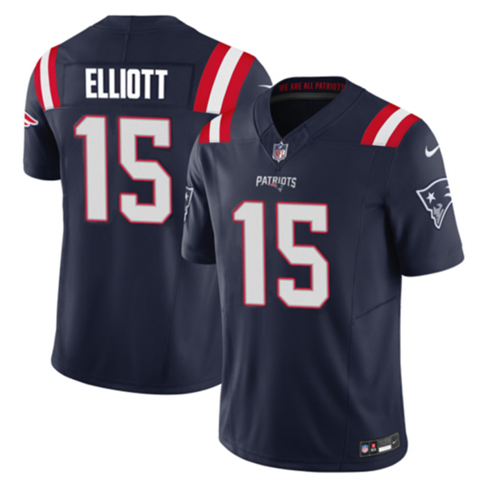 Personalized Men’s New England Patriots #15 Ezekiel Elliott Navy 2023 F.U.S.E. Limited Stitched Football Jersey