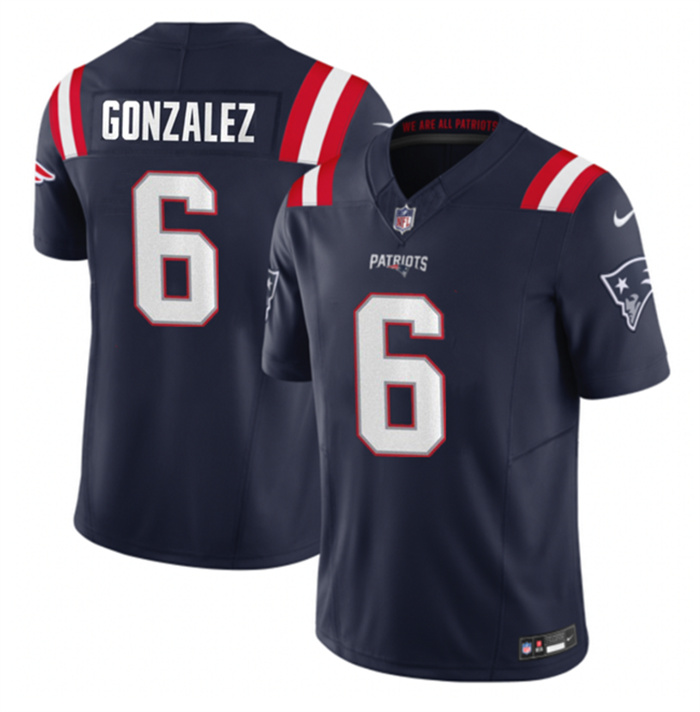 Personalized Men’s New England Patriots #6 Christian Gonzalez Navy 2023 F.U.S.E. Limited Stitched Football Jersey