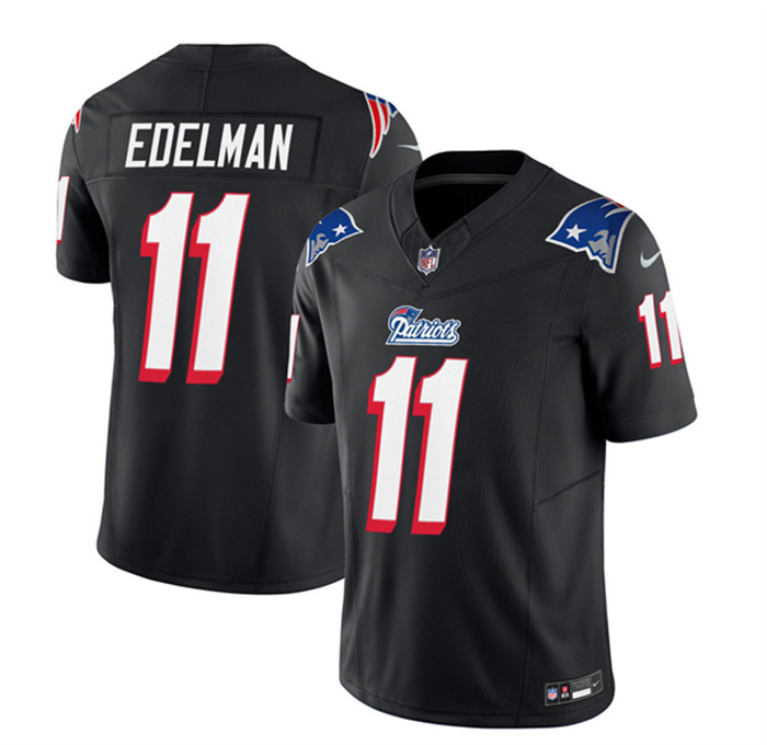 Personalized Men’s New England Patriots #11 Julian Edelman Black 2023 F.U.S.E. Throwback Limited Stitched Football Jersey