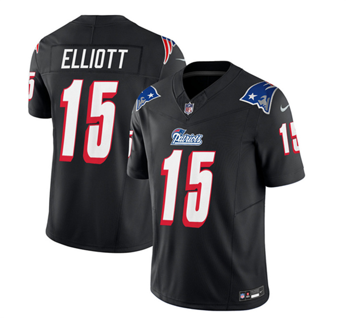 Personalized Men’s New England Patriots #15 Ezekiel Elliott Black 2023 F.U.S.E. Throwback Limited Stitched Football Jersey