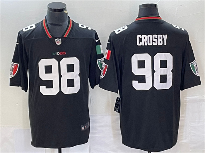 Personalized Men’s Las Vegas Raiders #98 Maxx Crosby Black Mexico Limited Stitched Football Jersey