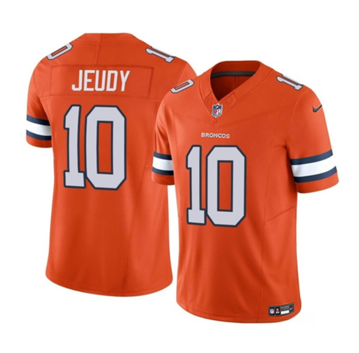 Personalized Men’s Denver Broncos #10 Jerry Jeudy Orange 2023 F.U.S.E. Untouchable Stitched Jersey