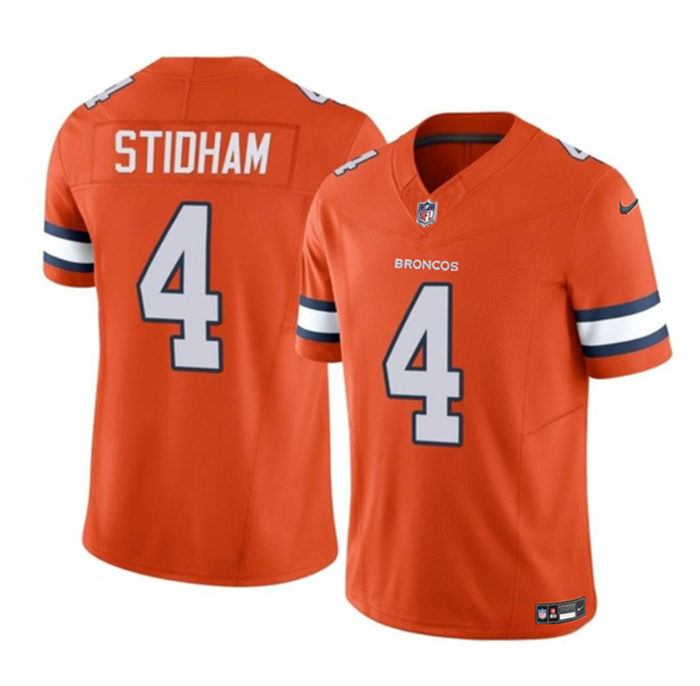 Personalized Men’s Denver Broncos #4 Jarrett Stidham Orange 2023 F.U.S.E. Untouchable Stitched Jersey