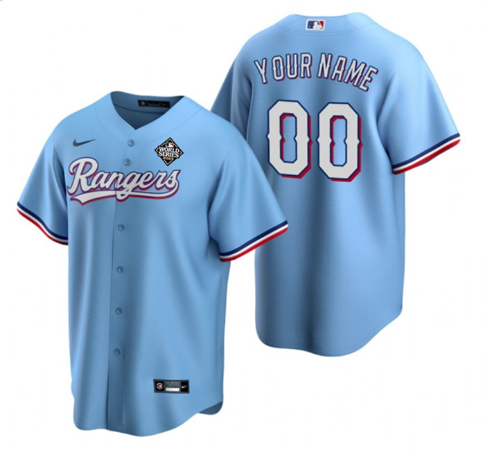 Personalized Men’s Texas Rangers Active Player Blue 2023 World Series Stitched Baseball Jersey