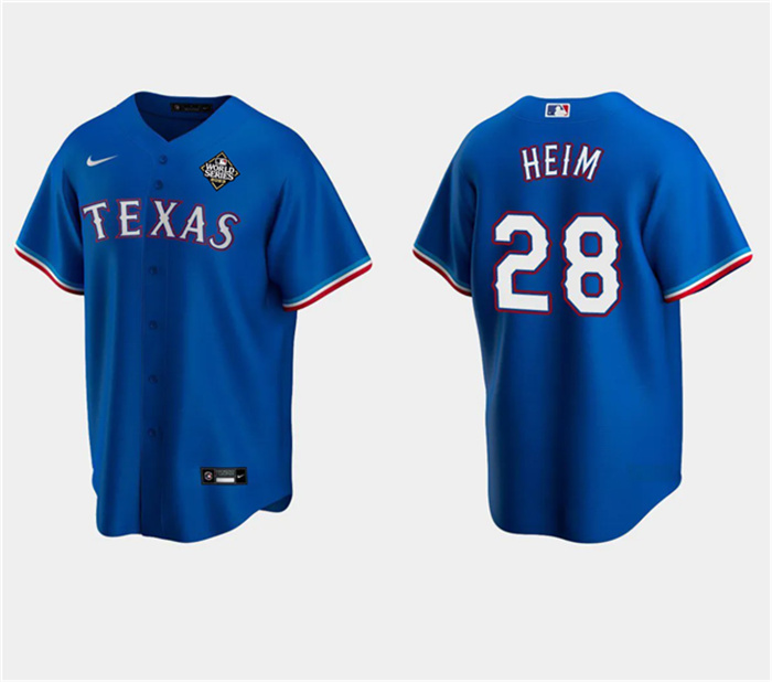 Personalized Men’s Texas Rangers #28 Jonah Heim Royal 2023 World Series Stitched Baseball Jersey