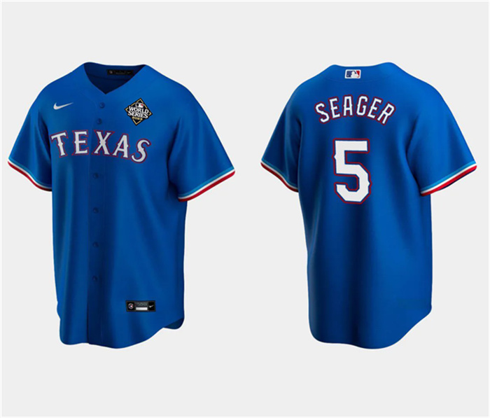 Personalized Men’s Texas Rangers #5 Corey Seager Royal 2023 World Series Stitched Baseball Jersey