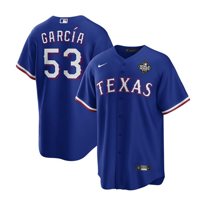 Personalized Men’s Texas Rangers #53 Adolis García Royal 2023 World Series Stitched Baseball Jersey
