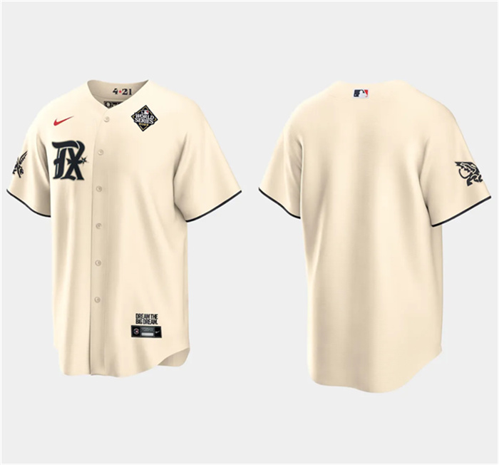 Personalized Men’s Texas Rangers Blank Cream 2023 World Series City Connect Stitched Baseball Jersey
