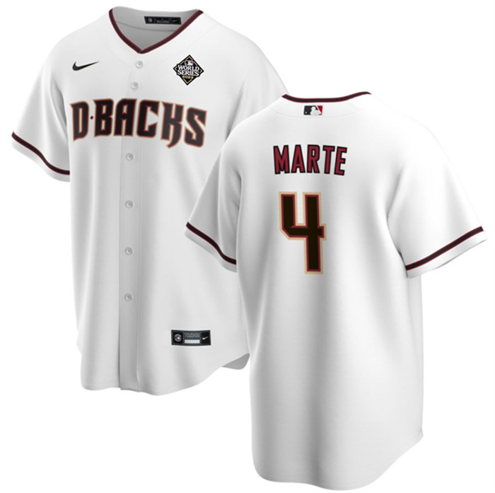 Personalized Men’s Arizona Diamondbacks #4 Ketel Marte White 2023 World Series Cool Base Stitched Jersey