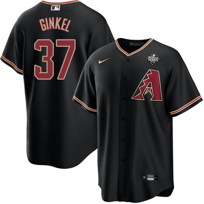 Personalized Men’s Arizona Diamondbacks #37 Kevin Ginkel Black 2023 World Series Cool Base Stitched Baseball Jersey