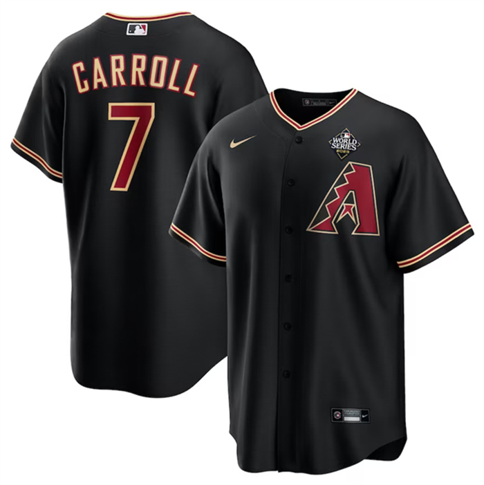 Personalized Men’s Arizona Diamondbacks #7 Corbin Carroll Black 2023 World Series Cool Base Stitched Baseball Jersey