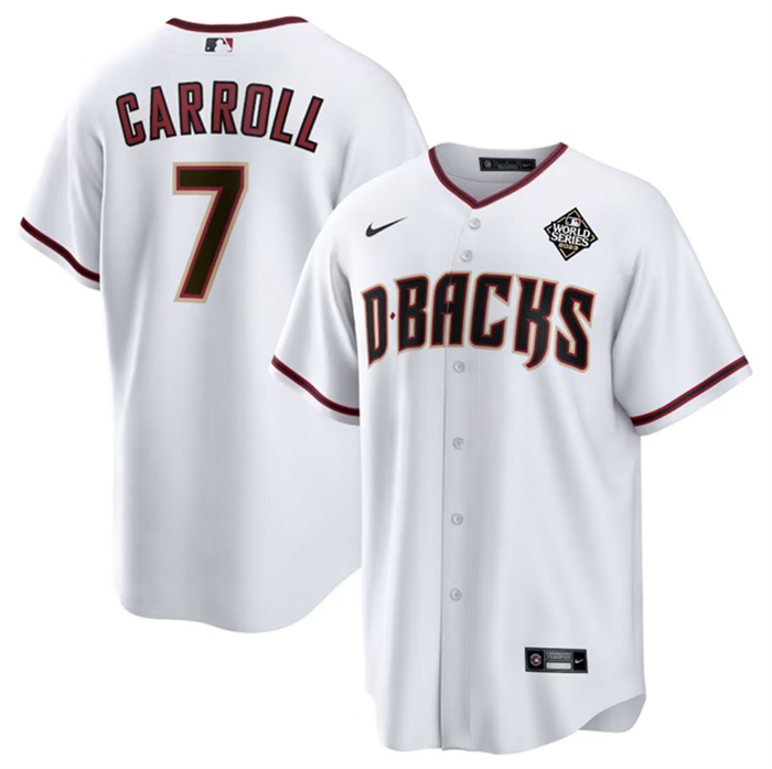 Personalized Men’s Arizona Diamondbacks #7 Corbin Carroll White 2023 World Series Home Cool Base Stitched Baseball Jersey