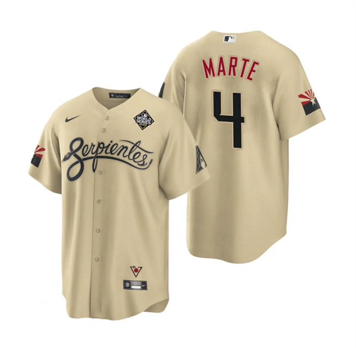 Personalized Men’s Arizona Diamondbacks #4 Ketel Marte Gold 2023 World Series City Connect Cool Base Stitched Baseball Jersey