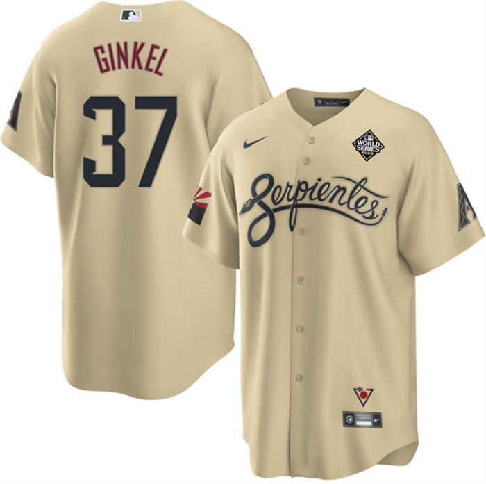 Personalized Men’s Arizona Diamondbacks #37 Kevin Ginkel Gold 2023 World Series City Connect Cool Base Stitched Baseball Jersey