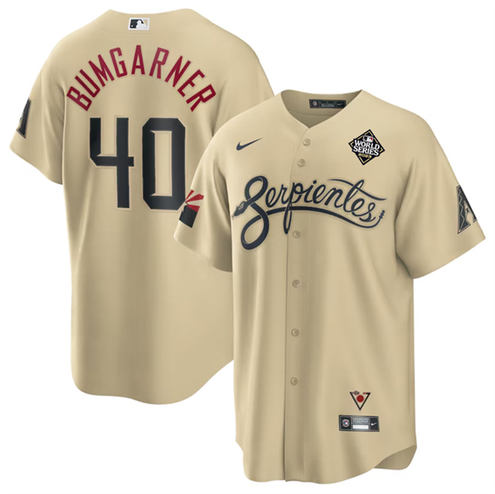 Personalized Men’s Arizona Diamondbacks #40 Madison Bumgarner Gold 2023 World Series City Connect Cool Base Stitched Baseball Jersey