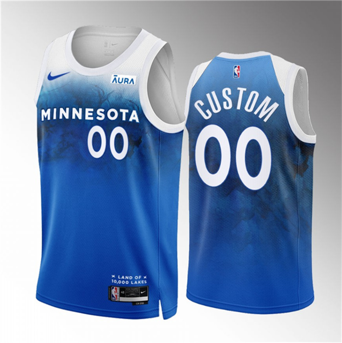 Personalized Men’s Minnesota Timberwolves Active Player Blue 2023 24 City Edition Stitched Jersey