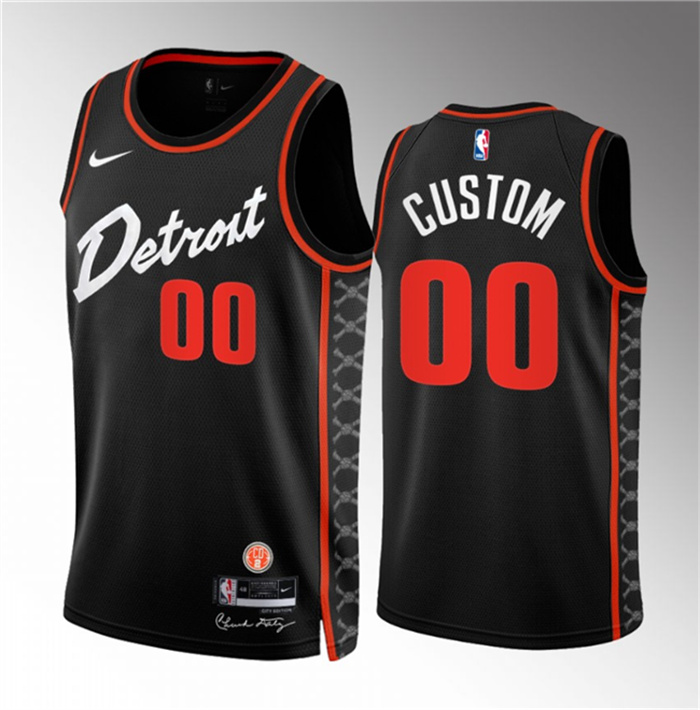 Personalized Men’s Detroit Pistons Active Player Black 2023 24 City Edition Stitched Basketball Jersey
