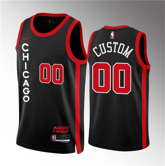 Personalized Men’s Chicago Bulls Active Player Black 2023 24 City Edition Stitched Basketball Jersey