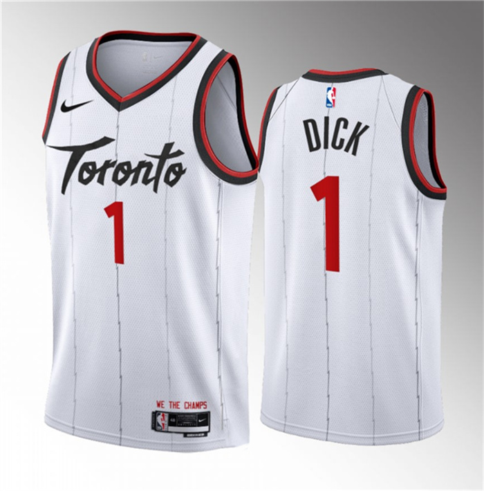 Personalized Men’s Toronto Raptors #1 Gradey Dick White 2023 24 Association Edition Stitched Basketball Jersey