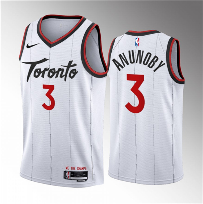 Personalized Men’s Toronto Raptors #3 O.G. Anunoby White 2023 24 Association Edition Stitched Basketball Jersey