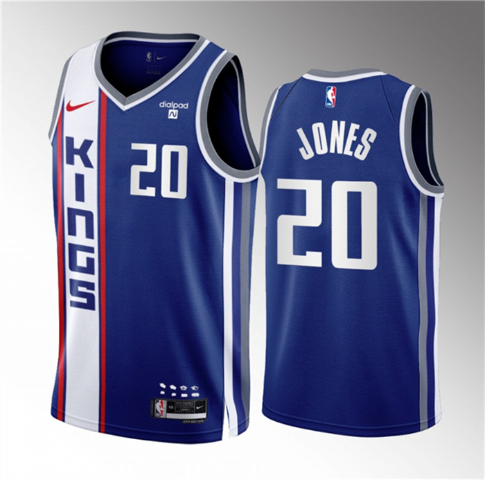 Personalized Men’s Sacramento Kings #20 Colby Jones Blue 2023 24 City Edition Stitched Basketball Jersey