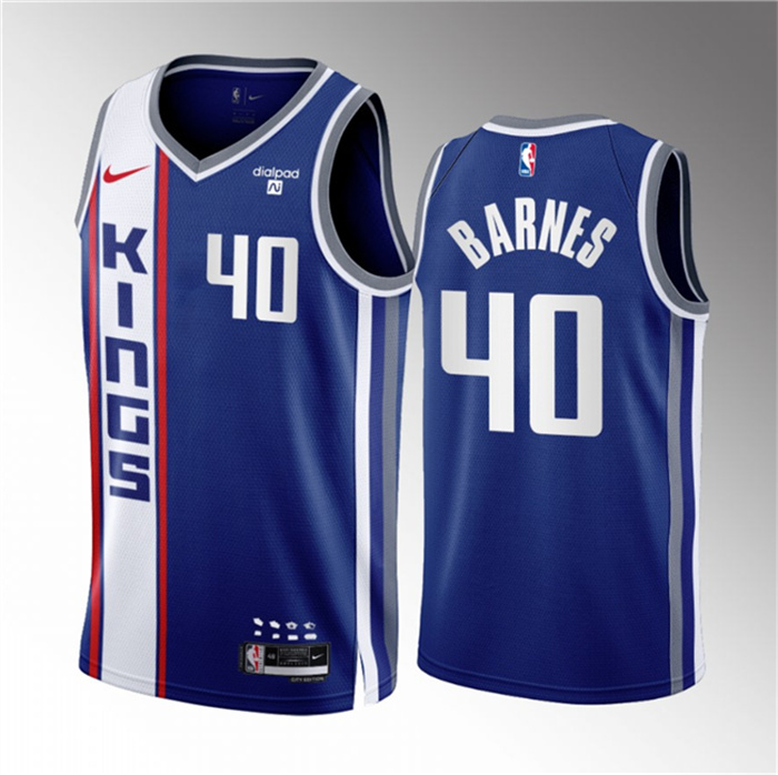 Personalized Men’s Sacramento Kings #40 Harrison Barnes Blue 2023 24 City Edition Stitched Basketball Jersey