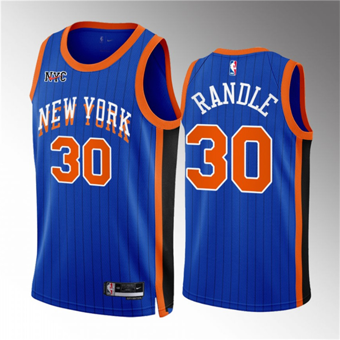 Personalized Men’s New Yok Knicks #30 Julius Randle Blue 2023 24 City Edition Stitched Basketball Jersey