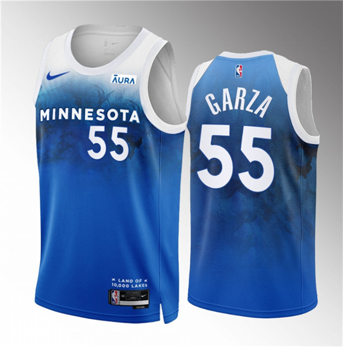 Personalized Men’s Minnesota Timberwolves #55 Luka Garza Blue 2023 24 City Edition Stitched Jersey
