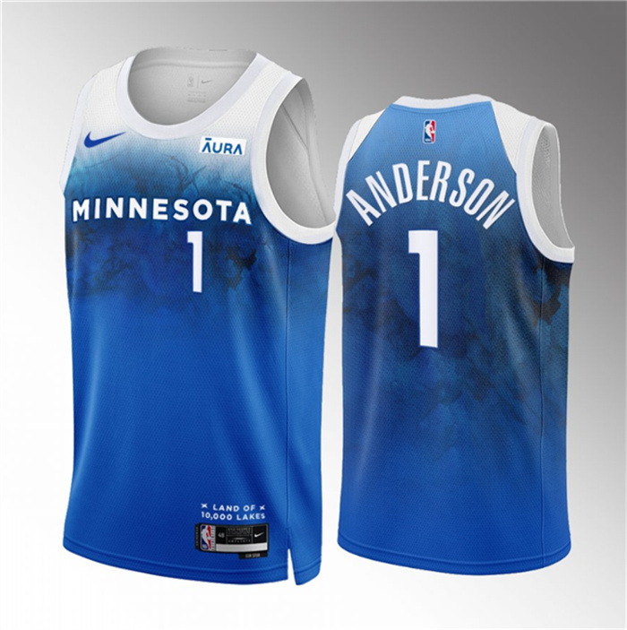 Personalized Men’s Minnesota Timberwolves #1 Kyle Anderson Blue 2023 24 City Edition Stitched Jersey