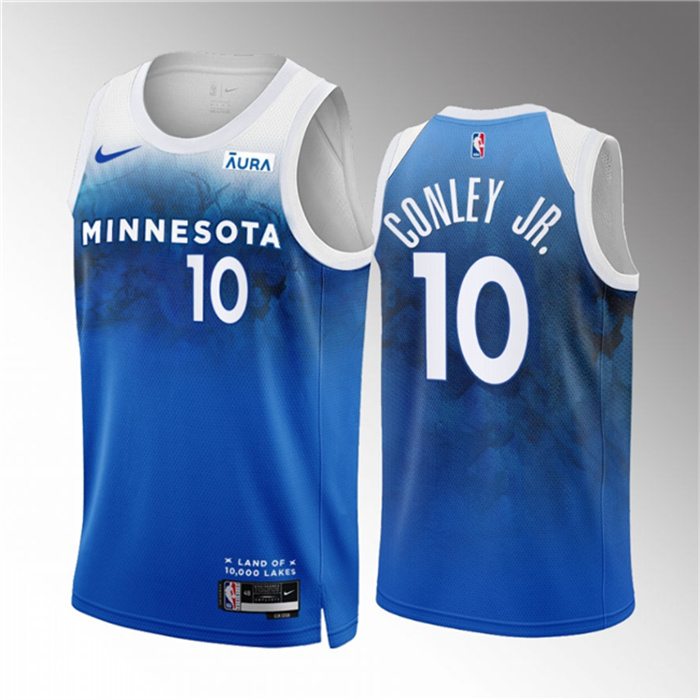 Personalized Men’s Minnesota Timberwolves #10 Mike Conley Jr. Blue 2023 24 City Edition Stitched Jersey