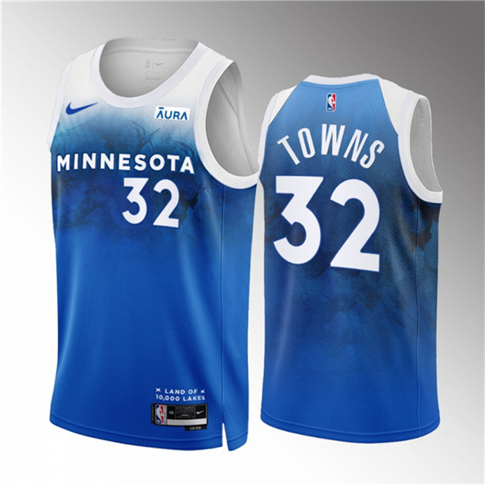 Personalized Men’s Minnesota Timberwolves #32 Karl-Anthony Towns Blue 2023 24 City Edition Stitched Jersey