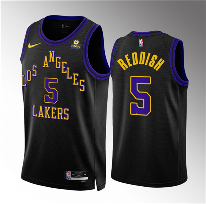 Personalized Men’s Los Angeles Lakers #5 Cam Reddish Black 2023 24 City Edition Stitched Basketball Jersey