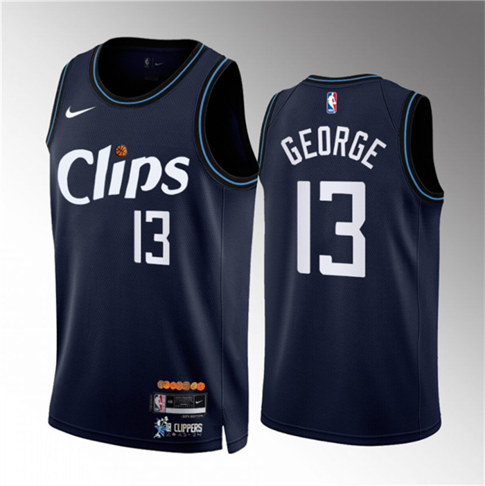 Personalized Men’s Los Angeles Clippers #13 Paul George Navy 2023 24 City Edition Stitched Jersey