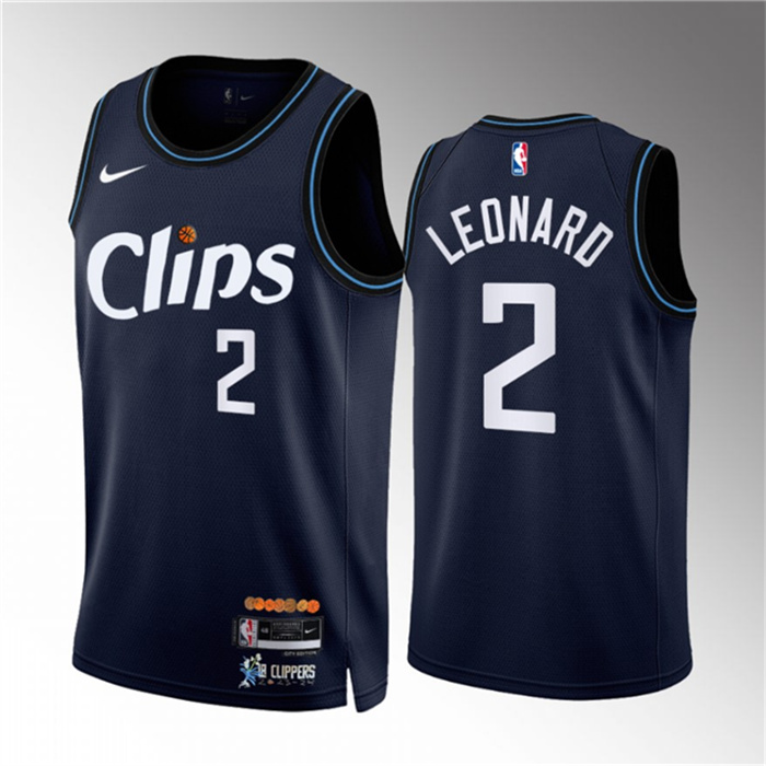 Personalized Men’s Los Angeles Clippers #2 Kawhi Leonard Navy 2023 24 City Edition Stitched Jersey