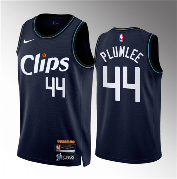 Personalized Men’s Los Angeles Clippers #44 Mason Plumlee Navy 2023 24 City Edition Stitched Jersey