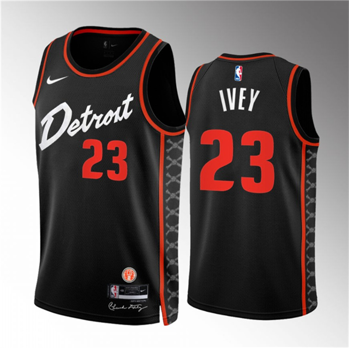 Personalized Men’s Detroit Pistons #23 Jaden Ivey Black 2023 24 City Edition Stitched Basketball Jersey