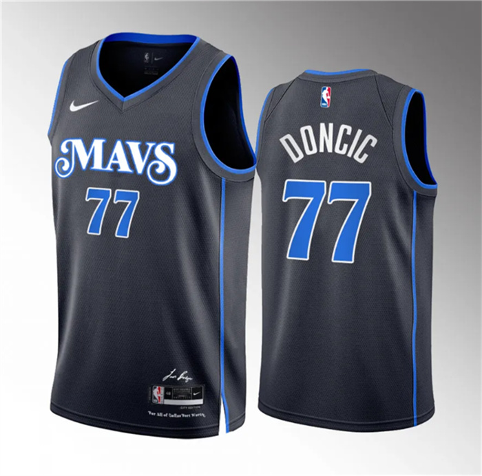 Personalized Men’s Dallas Mavericks #77 Luka Doncic Black 2023 24 City Edition Stitched Basketball Jersey