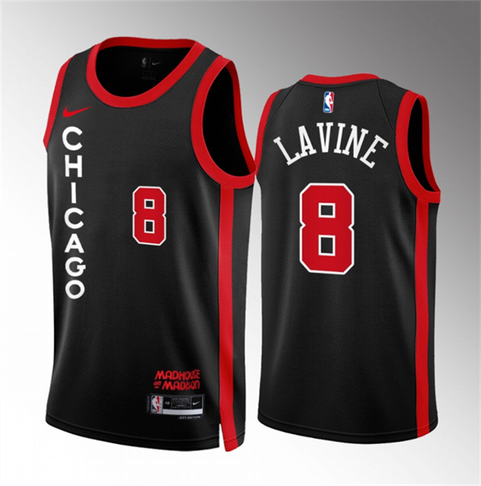 Personalized Men’s Chicago Bulls #8 Zach LaVine Black 2023 24 City Edition Stitched Basketball Jersey