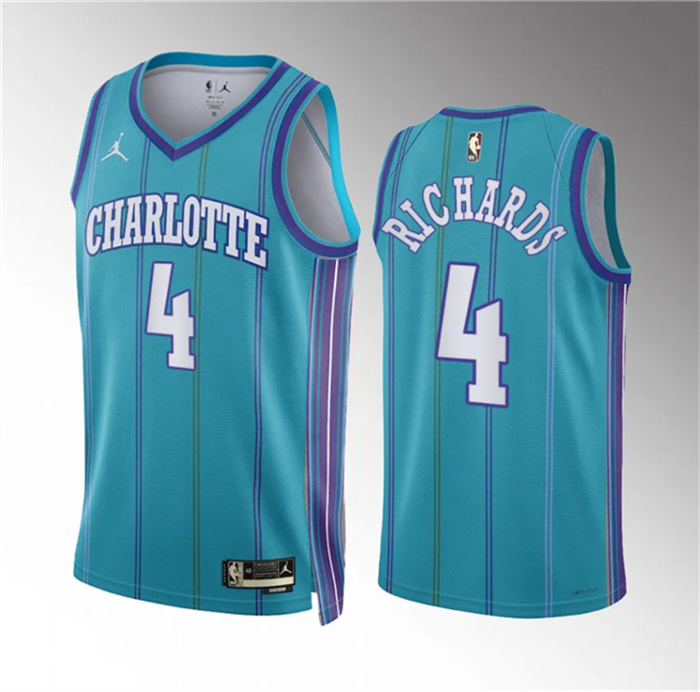 Personalized Men’s Charlotte Hornets #4 Nick Richards Teal 2023 24 Classic Edition Stitched Basketball Jersey