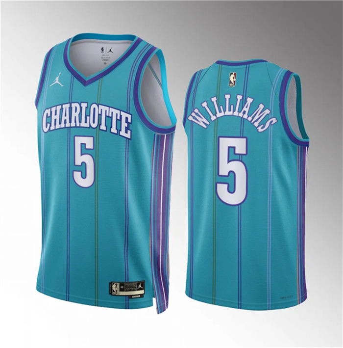 Personalized Men’s Charlotte Hornets #5 Mark Williams Teal 2023 24 Classic Edition Stitched Basketball Jersey