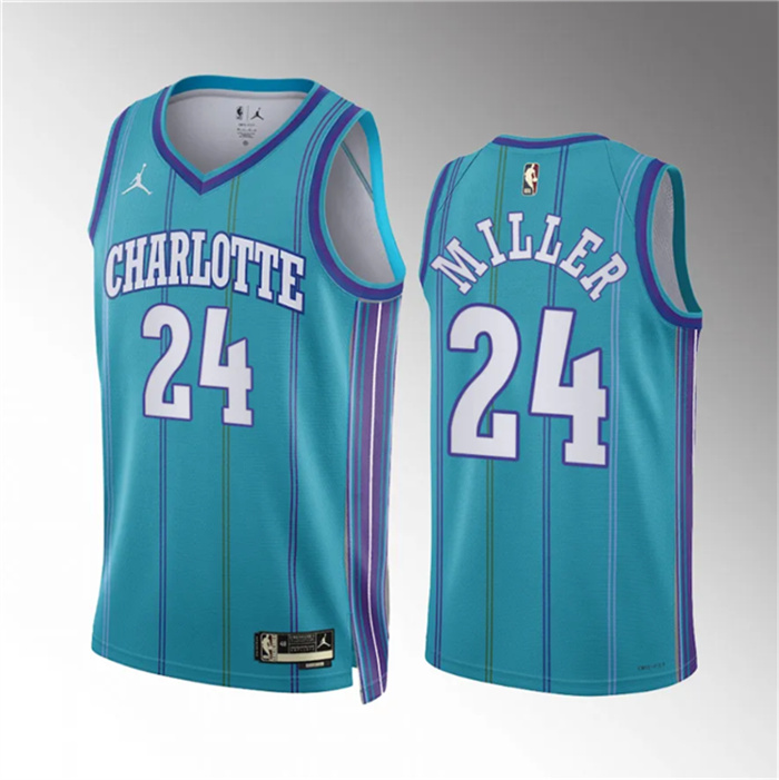 Personalized Men’s Charlotte Hornets #24 Brandon Miller Teal 2023 24 Classic Edition Stitched Basketball Jersey