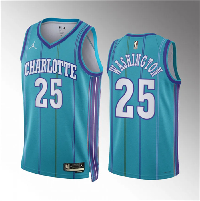 Personalized Men’s Charlotte Hornets #25 P.J. Washington Teal 2023 24 Classic Edition Stitched Basketball Jersey