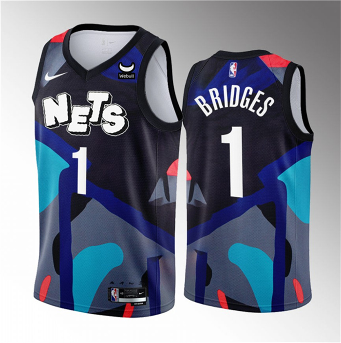 Personalized Men’s Brooklyn Nets #1 Mikal Bridges Black 2023 24 City Edition Stitched Basketball Jersey