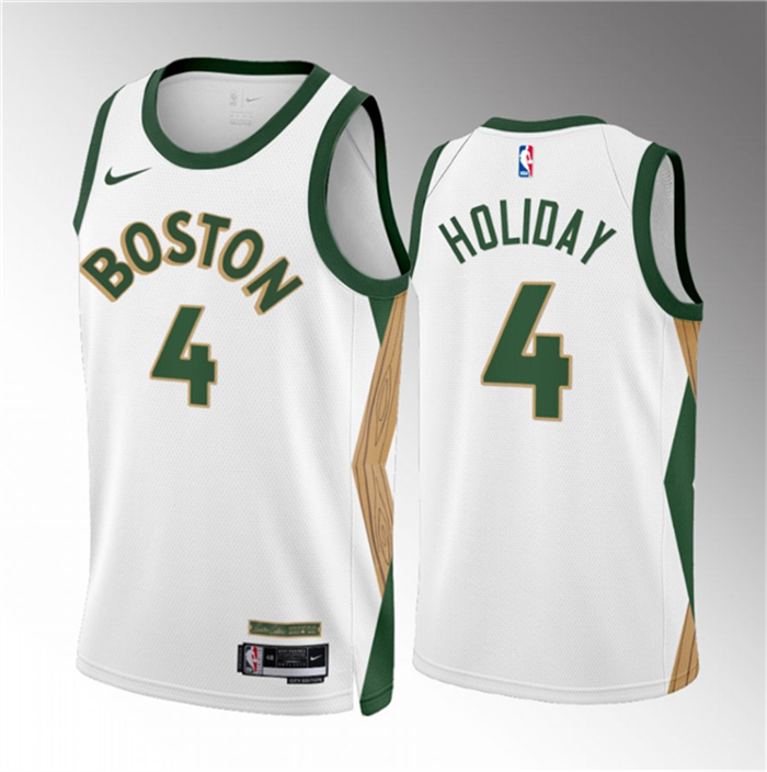 Personalized Men’s Boston Celtics #4 Jrue Holiday White 2023 24 City Edition Stitched Basketball Jersey