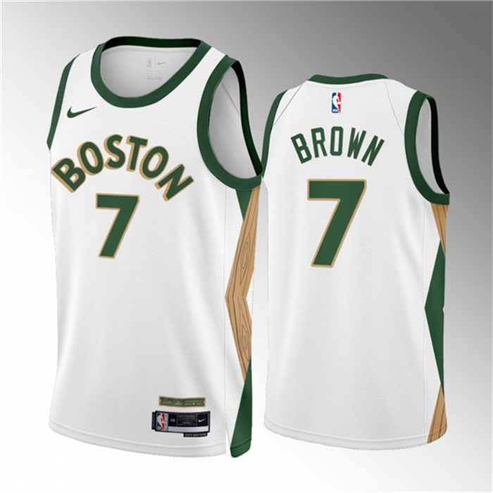 Personalized Men’s Boston Celtics #7 Jaylen Brown White 2023 24 City Edition Stitched Basketball Jersey