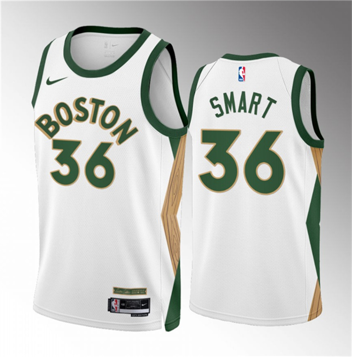 Personalized Men’s Boston Celtics #36 Marcus Smart White 2023 24 City Edition Stitched Basketball Jersey